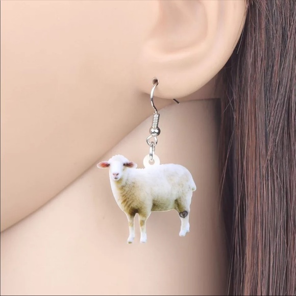 Sheep Acrylic Earrings - Picture 4 of 5